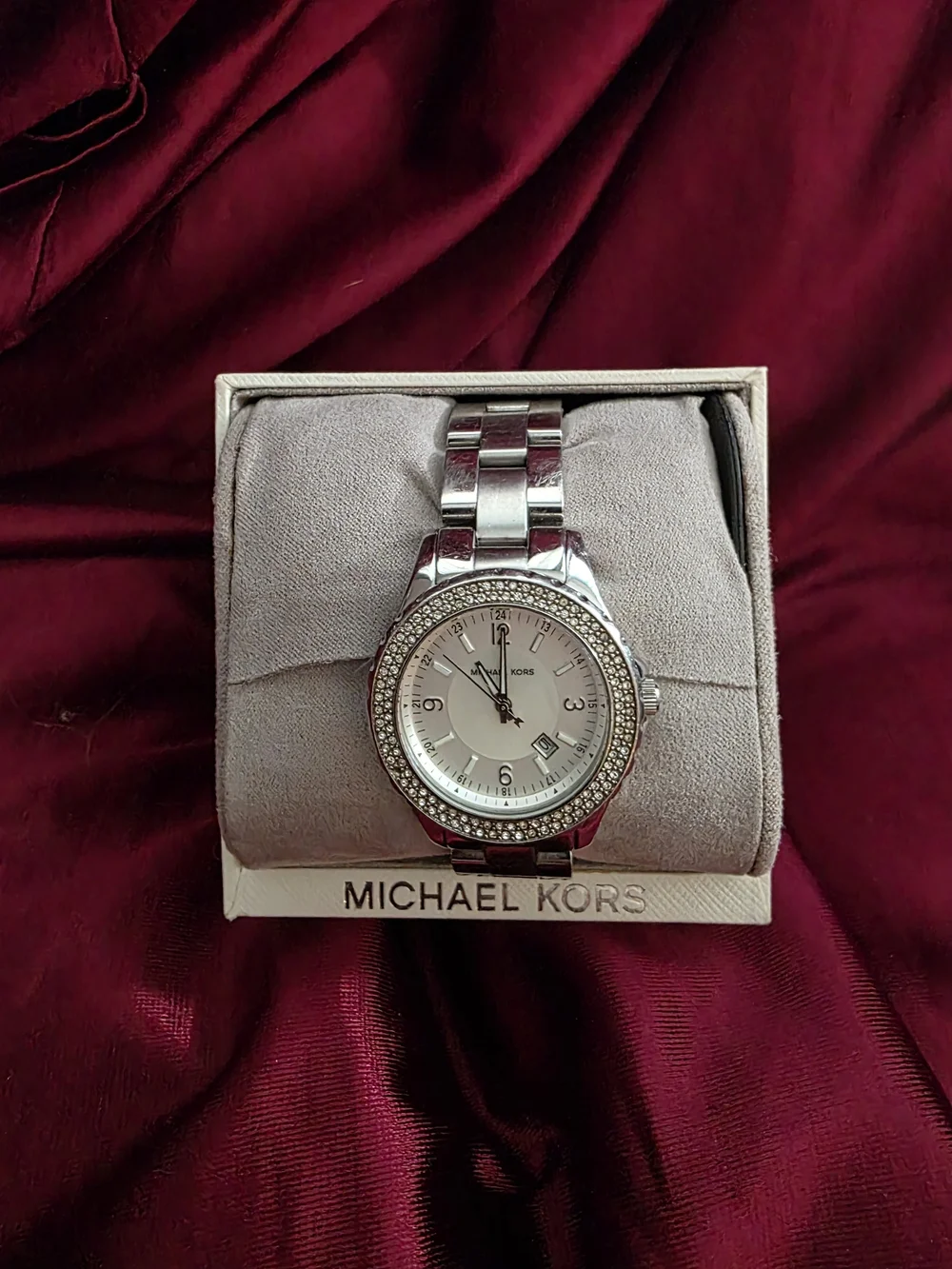 Michael Kors Silver Crystal-Trim Stainless Steel Women's Watch